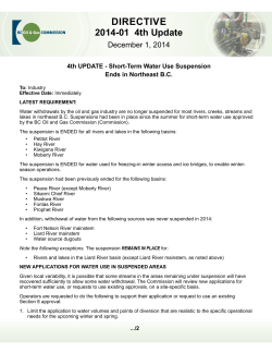 DIRECTIVE 2014-01 Update 4 Water Use Suspension Ends