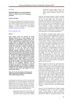 Critical and Reflective Practice in Education Volume 4 2015