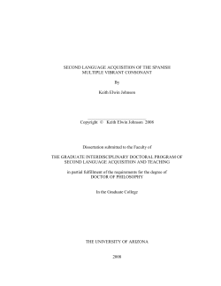 SECOND LANGUAGE ACQUISITION OF THE SPANISH MULTIPLE