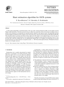 Slant estimation algorithm for OCR systems