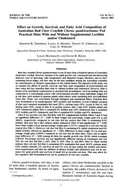 Effect on Growth, Survival, and Fatty Acid
