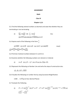 ASSIGNMENT Math Class IX Chapter-1,2,3 Q
