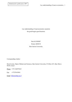Lay understanding of macro-economics. 1 Lay understanding of