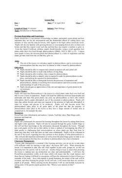 Photosynthesis lesson plan