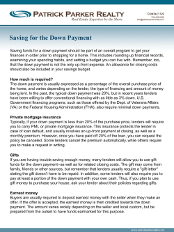 Saving for the Down Payment