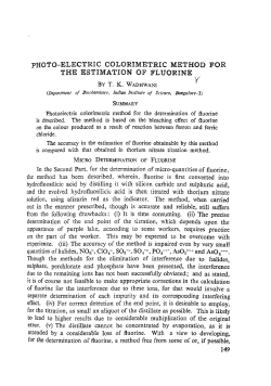 photo-electric colorimetric method for the estimation of fluorine