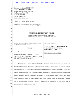 1 Class Action Complaint for Violations of Federal Securities Laws