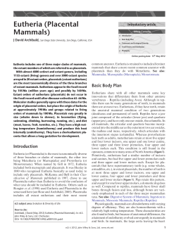 "Eutheria (Placental Mammals)". In: Encyclopedia of Life Sciences