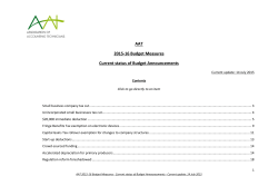 AAT 2015-16 Budget Measures Current status of Budget
