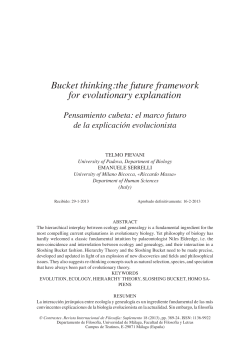 Bucket thinking:the future framework for evolutionary explanation