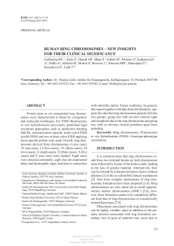 HUMAN RING CHROMOSOMES &ndash; NEW INSIGHTS FOR THEIR
