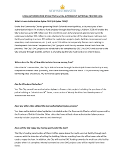 Loan Authorization Bylaw - City of New Westminster
