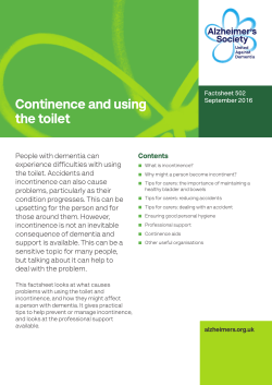 Continence and using the toilet