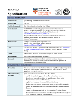 Epidemiology of communicable diseases