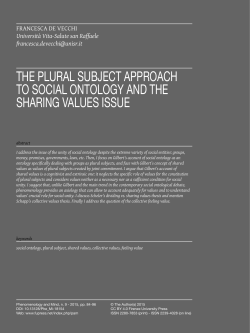 THE PLURAL SUBJECT APPROACH TO SOCIAL ONTOLOGY AND