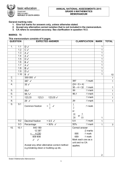 1. Give full marks for answers only, unless otherwise stated. 2