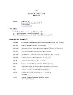 VITA RANDOLPH T. STEVENSON June 1, 2016 Address: 6100