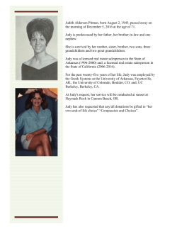 Judith Alderson Pitman, born August 2, 1945, passed away on the