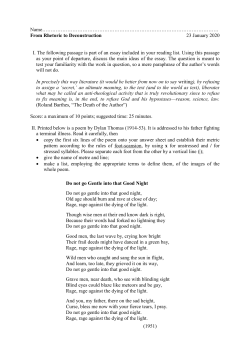 Sample Examination Question Sheet
