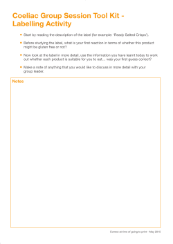 Coeliac Group Session Tool Kit: Labelling Activity
