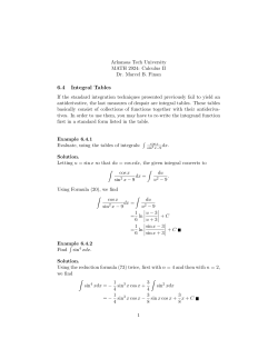 6.4 Integral Tables - Arkansas Tech Faculty Web Sites