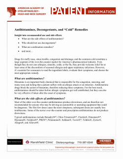 Antihistamines, Decongestants, and &ldquo;Cold
