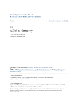 A Shift to Narrativity - Colorado Law Scholarly Commons