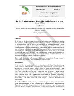 Foreign Criminal Sentences Recognition And Enforcement In Legal