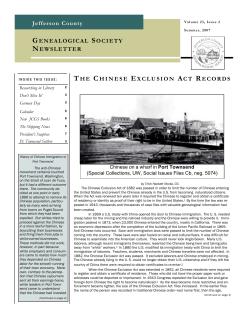THE CHINESE EXCLUSION ACT RECORDS GENEALOGICAL