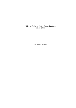 Wilfrid Sellars: Notre Dame Lectures 1969-1986