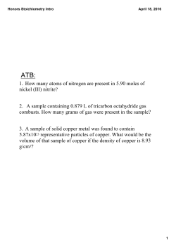 Honors Stoichiometry Intro