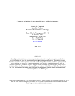 Committee Jurisdiction, Congressional Behavior and Policy