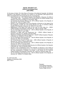 SOCIAL SECURITY ACT (official consolidated text) (ZSV
