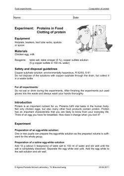 Experiment: Proteins in Food Clotting of protein