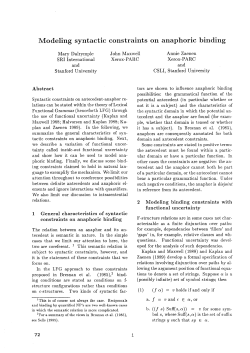 Modeling syntactic constraints on anaphoric