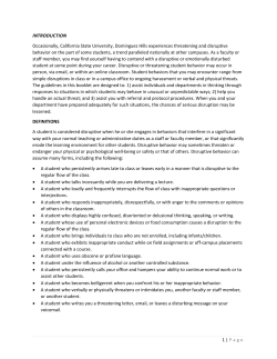 Responding to Disruptive Student Behavior