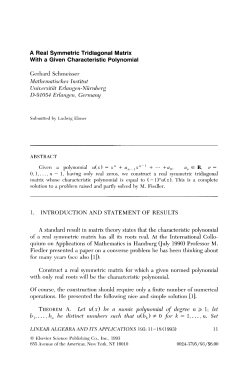 A Real Symmetric Tridiagonal Matrix With a Given Characteristic