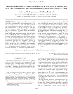 Digestion of carbohydrates and utilization of energy in sows fed