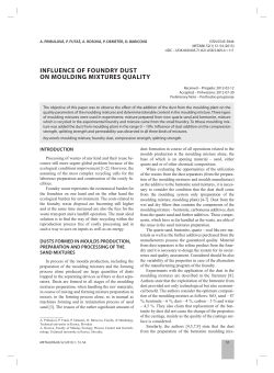 INFLUENCE OF FOUNDRY DUST ON MOULDING MIXTURES