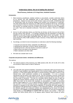 Undervalue claims: the art of stating the obvious?