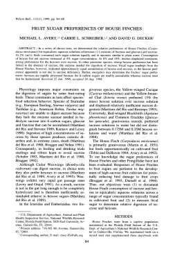 FRUIT SUGAR PREFERENCES OF HOUSE FINCHES