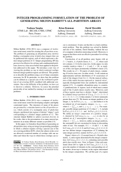 integer programming formulation of the problem of generating milton
