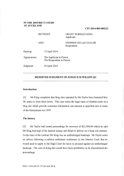 King v Taylor Court Decision Harrassment Mini File