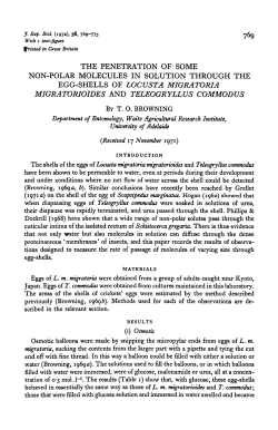 the penetration of some non-polar molecules in solution through the