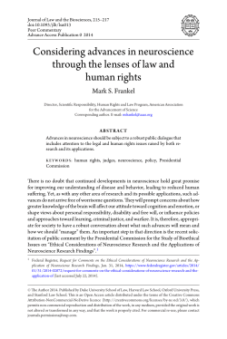 Considering advances in neuroscience through the lenses of law