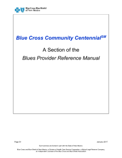 Blue Cross Community Centennial Provider Reference