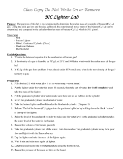 Ideal Gas Law Lab (Molar Mass of Butane Lab)