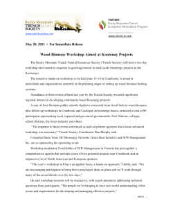 May 20, 2011. PRESS RELEASE. - Rocky Mountain Trench Society