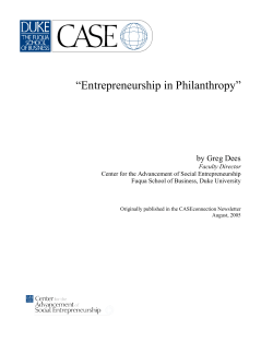 Entrepreneurship in Philanthropy - Fuqua Centers