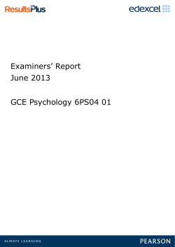 Examiner report - Unit 4 (6PS04) - June 2013 - Edexcel